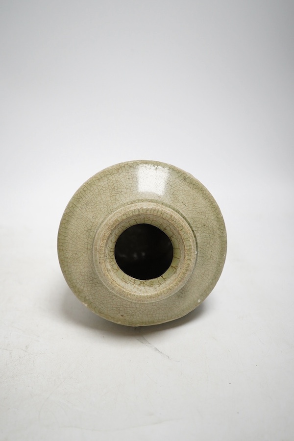 A Chinese celadon vase, 16cm high. Condition - fair to good